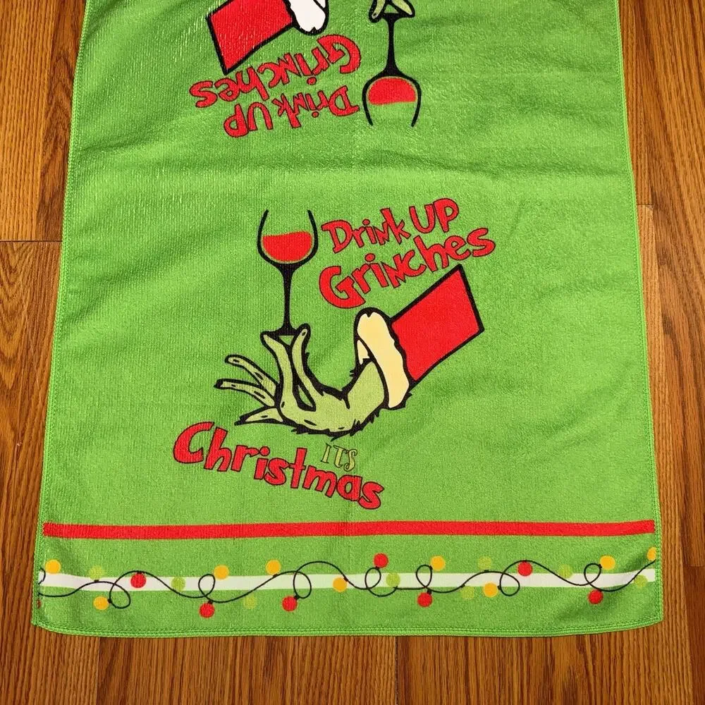 The Grinch Drink Up Grinches It’s Christmas Hand Green Microfiber Hand Towel‎